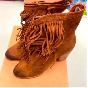Denim & Supply Ralph Lauren Fringe Suede Ankle Boots - Tan